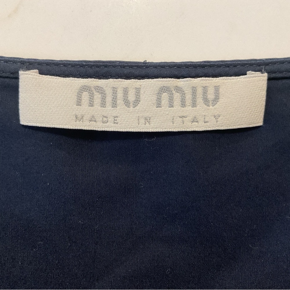 Mui Mui ruffle front w/pleated back cotton skirt in Navy size 44 (US 8) - Picture 4 of 6